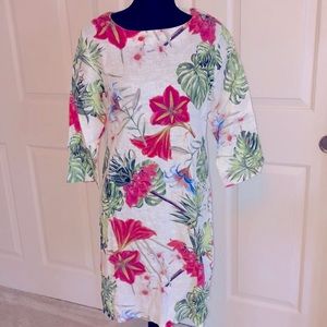 Allegra Masetti (NWT) Linen, Tropical Print Dress Small